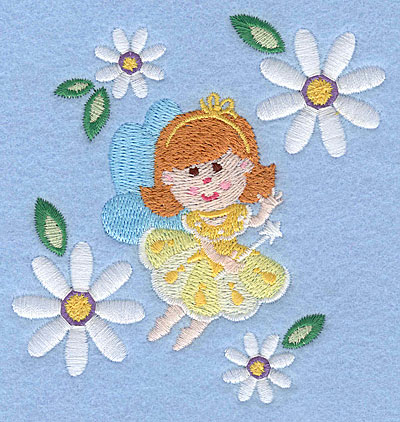 Embroidery Design: Fairy amid daisy blooms3.90" x 3.62"
