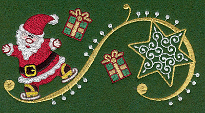 Embroidery Design: Santa with star and gifts6.87w X 3.61h