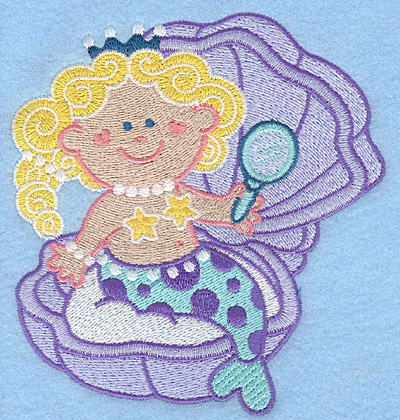 Embroidery Design: Mermaid in clam large4.66w X 5.00h