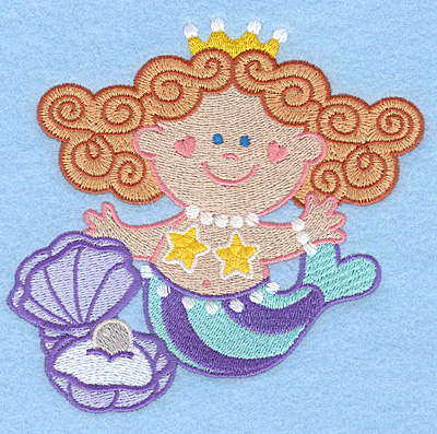 Embroidery Design: Mermaid with pearl large5.00w X 4.86h