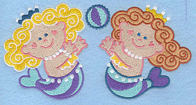 Embroidery Design: Mermaids with ball large7.00w X 3.65h