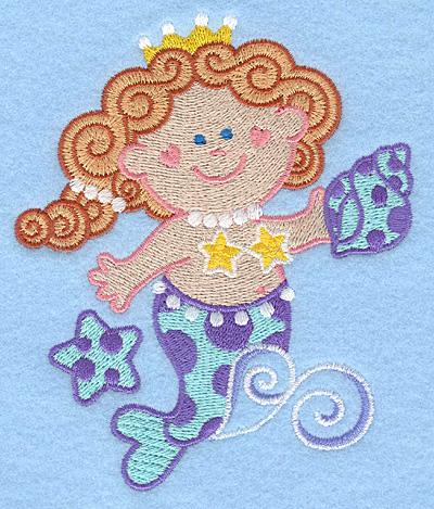 Embroidery Design: Mermaid with seashell large4.11w X 5.00h