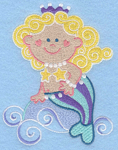 Embroidery Design: Mermaid riding waves large 3.95w X 5.00h