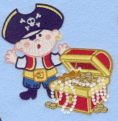 Embroidery Design: Pirate with treasure chest large4.37w X 4.59h