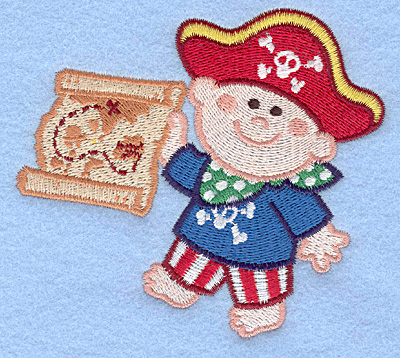 Embroidery Design: Pirate with treasure map large4.25w X 3.84h
