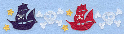 Embroidery Design: Pirate ships and skull border7.00w X 1.65h
