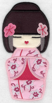 Embroidery Design: Kokeshi Doll 1A Three appliques 6.95w X 3.35h