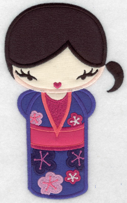 Embroidery Design: Kokeshi Doll 2A Four appliques 6.98w X 4.21h