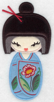 Embroidery Design: Kokeshi Doll 3A Three appliques 6.99w X 3.52h