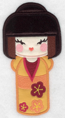 Embroidery Design: Kokeshi Doll 5A Three appliques 6.98w X 3.60h