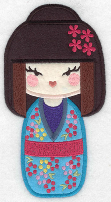 Embroidery Design: Kokeshi Doll 6A Three appliques 6.98w X 3.67h