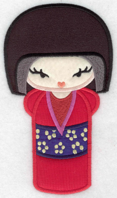 Embroidery Design: Kokeshi Doll 9A Four appliques 6.96w X 3.33h
