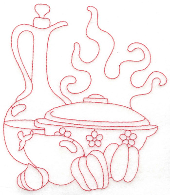 Embroidery Design: Carafe and pot large 5.13w X 6.00h
