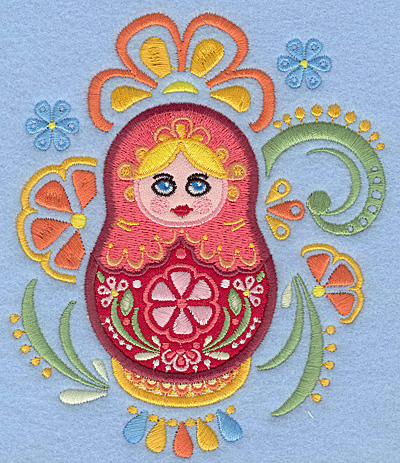 Embroidery Design: Matryoshka Doll C Appliques floral4.89w X 5.72h