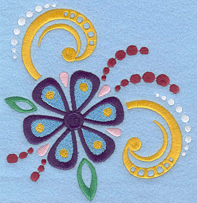 Embroidery Design: Flower with swirls large5.00w X 5.19h