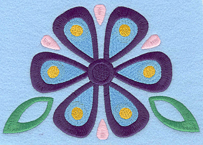 Embroidery Design: Flower with leaves large 6.33w X 4.32h