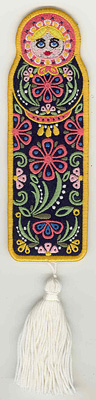 Embroidery Design: Matryoshka Doll Bookmark  6.99w X 2.28h