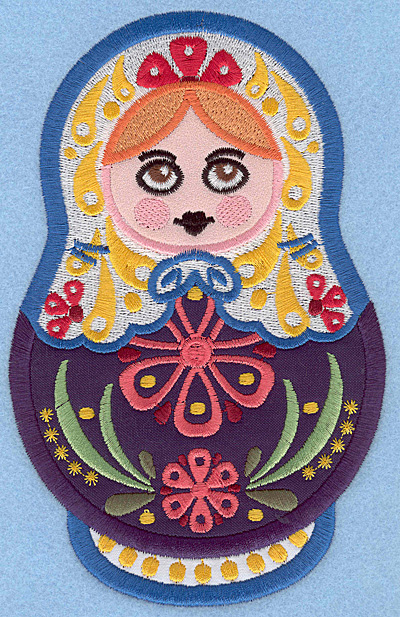 Embroidery Design: Matryoshka Applique Doll B large 4.47"w X 7.00"h