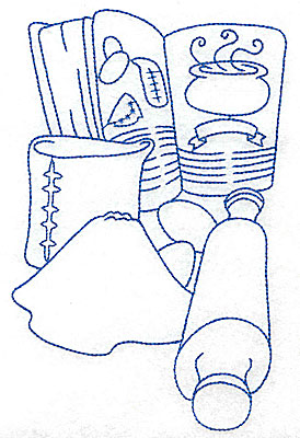 Embroidery Design: Recipe book and rolling pin large 4.39w X 6.92h