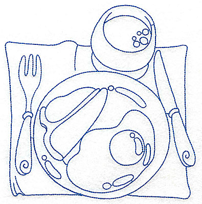 Embroidery Design: Breakfast place setting large 6.69w X 6.91h