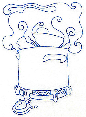 Embroidery Design: Pot cooking on burner large 4.95w X 6.95h