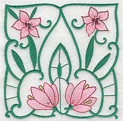 Embroidery Design: Lily Block 3 large 4.88w X 4.94h