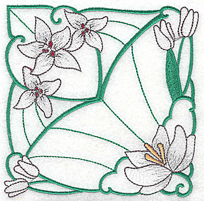Embroidery Design: Lily Block 8 large 4.94w X 4.94h