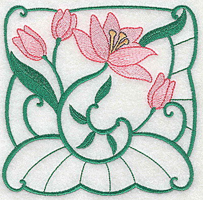 Embroidery Design: Lily Block 9 large 4.94w X 4.75h