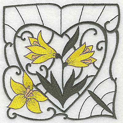 Embroidery Design: Lily Block 10 large 4.81w X 4.88h