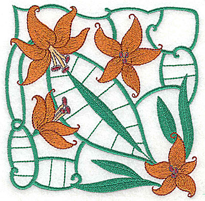 Embroidery Design: Lily Block 11 large 4.88w X 4.81h