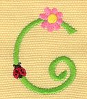 Embroidery Design: Ladybug Letters C  1.29w X 1.79h