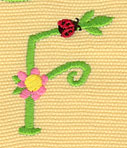 Embroidery Design: Ladybug Letters F  1.45w X 1.75h
