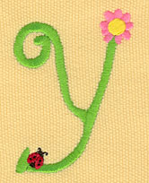 Embroidery Design: Ladybug Letters Y  1.87w X 2.54h