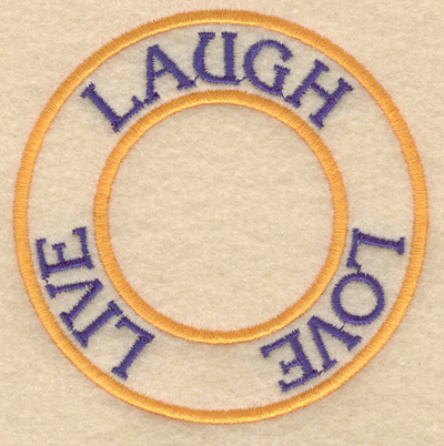 Embroidery Design: Laugh live love3.80"w X 3.80"h