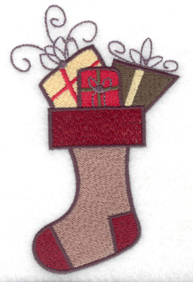 Embroidery Design: Stocking with gifts large 3.13w X 4.97h
