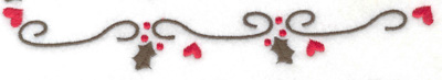 Embroidery Design: Hearts Mistletoe and swirls border 6.98w X 1.13h