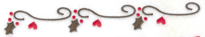 Embroidery Design: Mistletoe hearts and swirls border 6.99w X 0.93h
