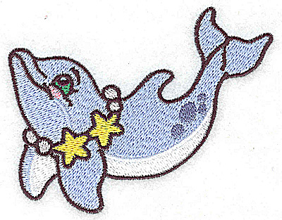 Embroidery Design: Dolphin wearing necklace 3.86w X 3.02h