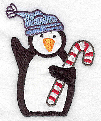 Embroidery Design: Penguin wearing toque applique 3.05w X 3.88h