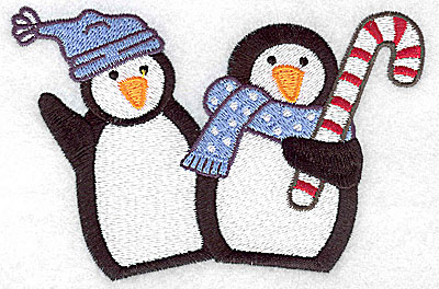 Embroidery Design: Penguin couple large 4.94w X 3.28h