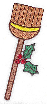 Embroidery Design: Broom with holly large 2.10w X 4.62h