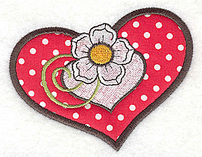 Embroidery Design: Flower in double heart applique 3.77w X 3.00h