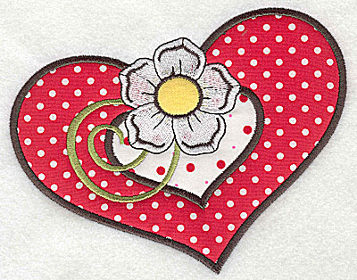 Embroidery Design: Flower in double hear 3 appliques large 6.25w X 4.89h