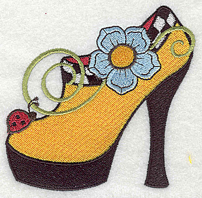 Embroidery Design: Flower and ladybug on women's shoe large 3.87w X 3.80h