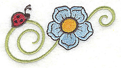 Embroidery Design: Ladybug and flower 3.01w X 1.63h