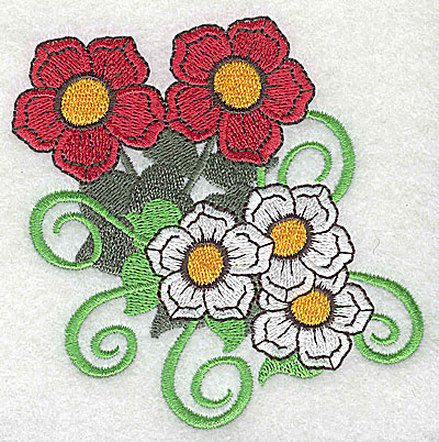 Embroidery Design: Flowers with swirls large 3.83w X 3.88h