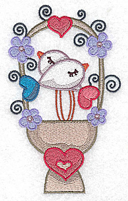 Embroidery Design: Birds on heart pedestal large 3.01w X 4.96h