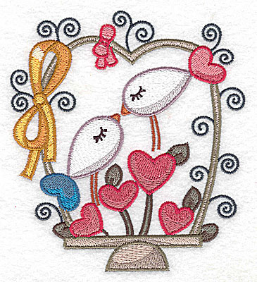 Embroidery Design: Birds hearts and bow large 4.48w X 4.96h