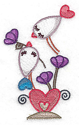 Embroidery Design: Birds on heart 2.42w X 3.82h