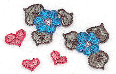 Embroidery Design: Flowers and hearts 3.07w X 2.03h